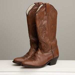 Dan Post Leather Cowboy Boots Women's Size 6.5 Brown Western Cute Cowgirl